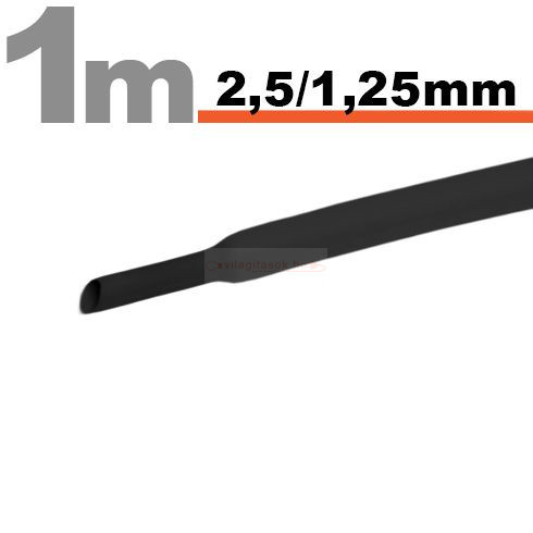 Zsugorcső 2,5mm/1,25mm fekete