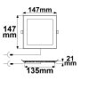 LED panel, 9W, szögletes, káprázás mentes, fehér, természetesfehér, dimmelhető