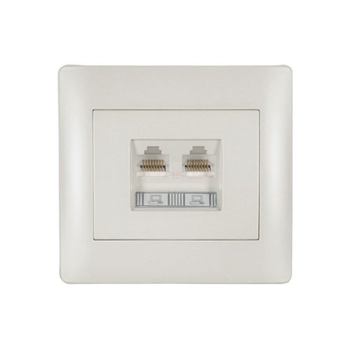 Rhyme dupla számítógép aljzat RJ45 Fehér metál