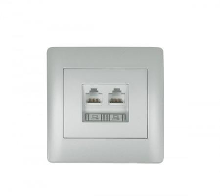 Rhyme telefon aljzat RJ11 számítógép aljzat RJ45 Szürke metál