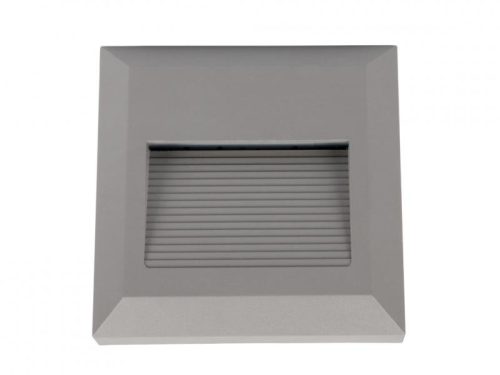 Lépcsővilágító StepLight-S LED lámpa 2W - négyzet - szürke - meleg fehér