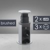 Irodai asztalba rejtett elosztó 3db dugalj + 2db USB kerek szálcsiszolt