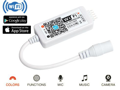 RGBW LED Magic WiFi vezérlő - telefonos vezérlés - zene, kamera, ébresztő