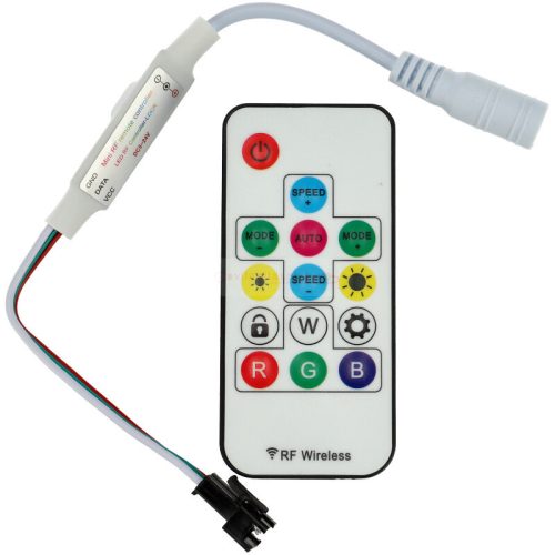 LED vezérlő és távirányító digitális (DRGB) LED szalaghoz (futófény) fehér