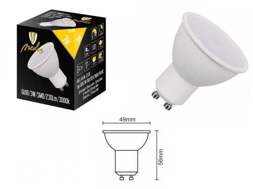 LED lámpa GU10 3W meleg fehér