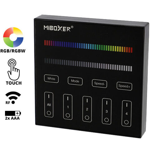 MiLight Group Control RGBW csoport (zóna) fali távirányító RGB+fehér elemes fekete