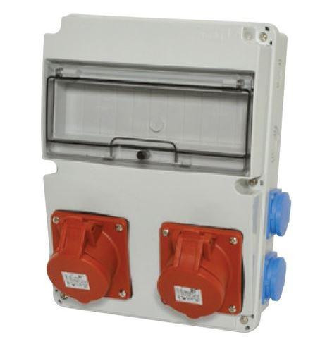 IPARI CSATLAKOZÓ DOBOZ 4x 2P+F, 1x 5P16A és 1x  5P32A