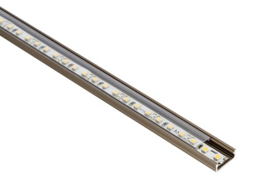 Barna - Alumínium U profil LED szalagos világításhoz 16x6 mm (Átlátszó búrával)