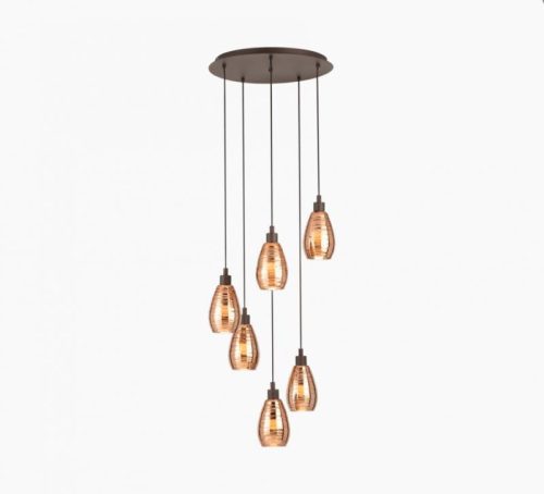 EGLO SIRACUSA barna rézszínű függeszték E27 6x60W 500 mm