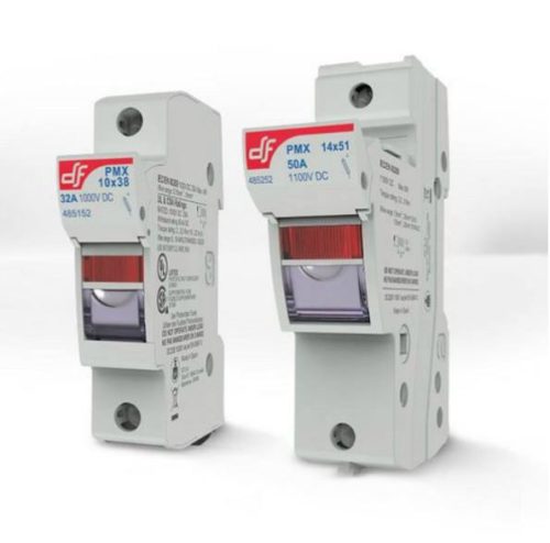 Szolár hengeres biztosító aljzat 10x38mm 2P 1000V PMX-10 kijelzővel