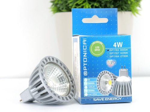 LED lámpa Gu5.3 MR16 COB 4W 60°hideg fehér