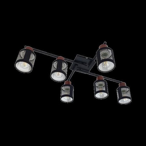 DELIA CEILING 6 égős mennyezeti lámpa fekete /  vörös borostyán