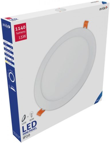 Avide LED Beépíthető Kerek Mennyezeti Lámpa ALU 15W CW 6400K