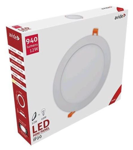 Avide LED Beépíthető Kerek Mennyezeti Lámpa ALU 12W WW 3000K