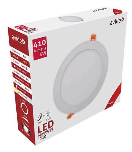 Avide LED Beépíthető Kerek Mennyezeti Lámpa ALU 6W WW 3000K