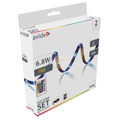 Led szalag bliszter 5V SMD5050 30LED RGB IP65 2m + IR 24 táv.