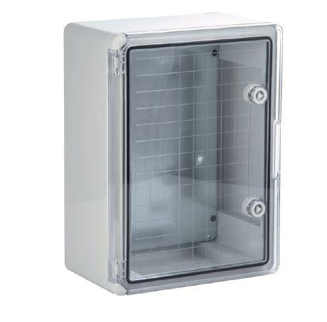 Műanyag elosztó szekrény 250x350x130 ABS átlátszó ajtóval