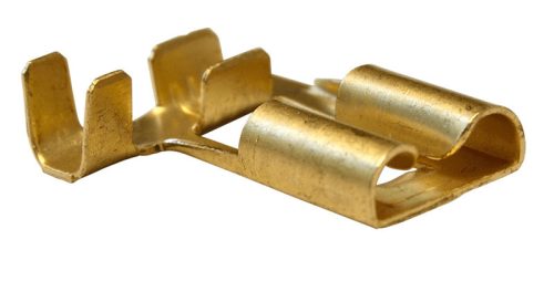 Szig.tlen rátolható csatl. Hüvely 7,7×0,8mm, 1-2,5mm2, 90°, ónozott réz, rögz.csapos