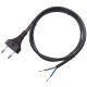Csatlakozódugó (EURO) kábellel, fekete 2×1,0mm2, 2m