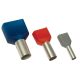 Szigetelt (PA6.6) iker-érvéghüvely 2×2,5mm2, l=10mm, ónoz. elektr.réz, kék