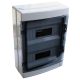 Falon kívüli elosztódoboz, átlátszó ajtóval, N/PE sínnel 2x12 Modul