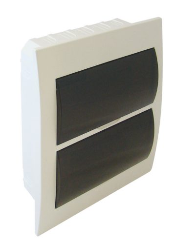 Süllyesztett elosztódoboz, 2x12 modulos, füstszínű ajtóval, N/PE sínnel