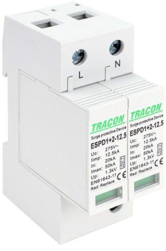 T1+T2 AC típusú túlfeszültséglevezető, cserélhető betéttel 2P 12,5kA 275V
