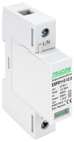 Túlfeszültség levezető 1 pólusú T1+T2 40 kA váltó áramú