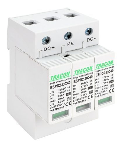 T2 DC típusú túlfeszültség levezető, cserélhető betéttel 1200V