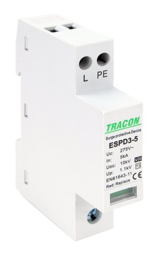 T3 AC típusú túlfeszültség levezető, egybeépített 275V 5kA 10kV