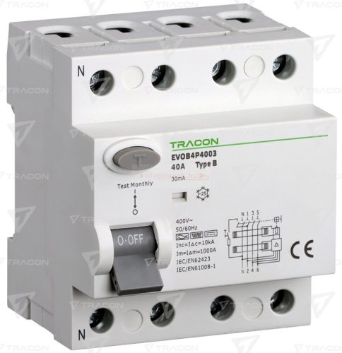 Áram-védőkapcsoló 4P 80A 400V 10kA 30mA B típus