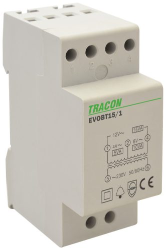 Biztonsági (csengő) transzformátor 230V/4-8-12V AC, Psmax.:15VA, Is:1,15A