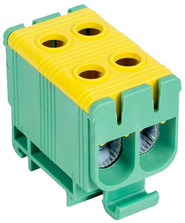 Főáramköri leágazó kapocs, sínre szerelhető, zöld/sárga 6-50mm2