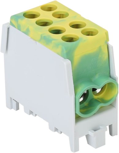 Főáramköri leágazó kapocs dupla, sínre szerelhető, zöld/sárga 2.5-25mm2
