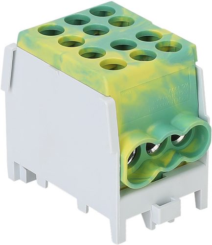 Főáramköri leágazó kapocs tripla, sínre szerelhető, zöld/sárga 2.5-25mm2