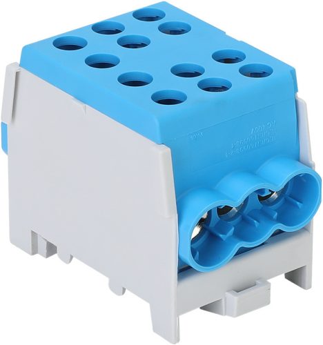 Főáramköri leágazó kapocs tripla, sínre szerelhető, kék 6-35mm2