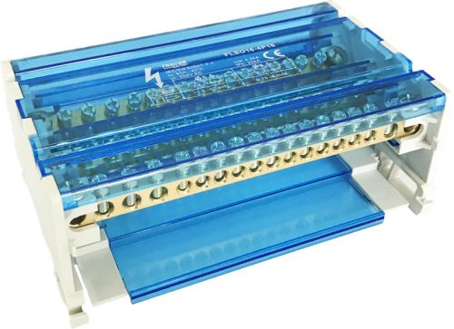 Moduláris elosztóblokk nyitható fedéllel 4×16(10) mm2 / 12×10(6) mm2