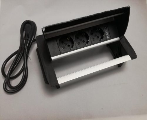 Irodai asztalba süllyeszthető elosztó mortise 3db dugalj