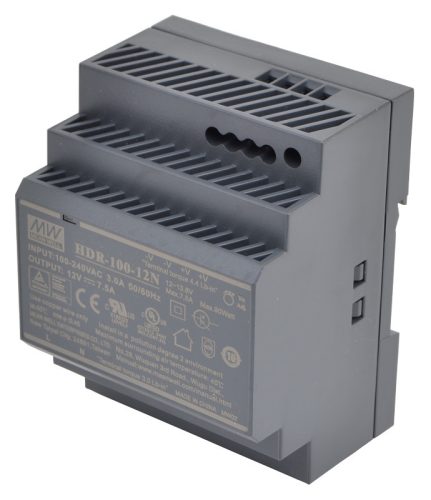 Mean Well DIN sínre szerelhető tápegység szabályozható DC kimenettel 85-264 VAC / 24 VDC, 100 W, 0-7,5 A