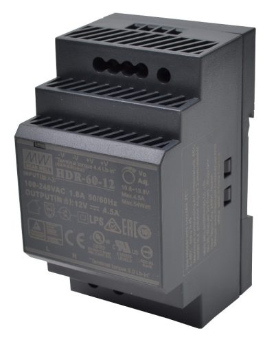Mean Well DIN sínre szerelhető tápegység szabályozható DC kimenettel 85-264 VAC / 24 VDC, 60 W, 0-2,25 A
