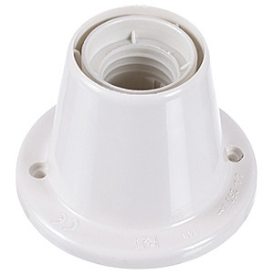 Foglalat E27 műanyag egyenes, talpas,max.: 60W, 4A, 250V, fehér