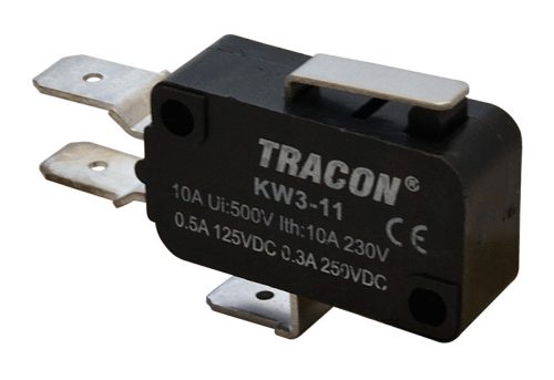 Helyzetkapcsoló, mikro, rugószáras 1×CO 10(3)A/230V, 15mm, 6,3x0,8 mm, IP00