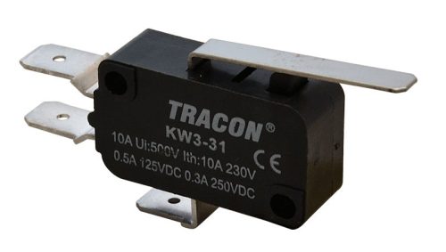 Helyzetkapcsoló, mikro, rugószáras 1×CO 10(3)A/230V, 28mm, 6,3x0,8 mm, IP00