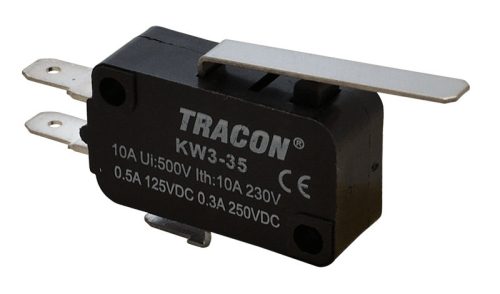Helyzetkapcsoló, mikro, rugószáras 1×CO 10(3)A/230V, 28mm, 4,8x0,5 mm, IP00
