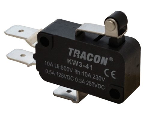 Helyzetkapcsoló, mikro, karos-görgős 1×CO 10(3)A/230V, 15mm, 6,3x0,8 mm, IP00