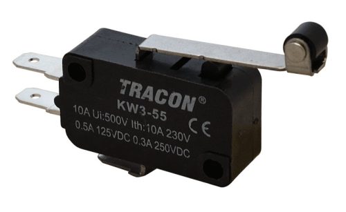 Helyzetkapcsoló, mikro, karos-görgős 1×CO 10(3)A/230V, 28mm, 4,8x0,5 mm, IP00