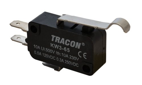 Helyzetkapcsoló, mikro, íves-rugószár 1×CO 10(3)A/230V, 28mm, 4,8x0,5 mm, IP00