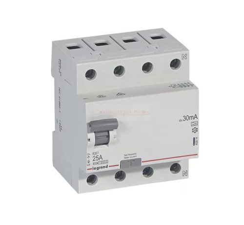 Áram-védőkapcsoló (Fi-relé) analóg 3P+N 25A 30mA A-típus 10kA RX3 LEGRAND