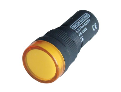 LED-es jelzőlámpa, sárga 230V AC/DC d=16mm