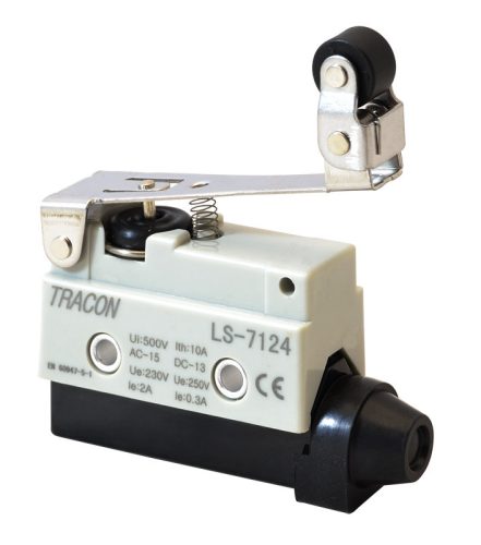 Helyzetkapcsoló, rugószáras-csuklógörgő 1×CO, 2A/230V AC, 65mm, IP40